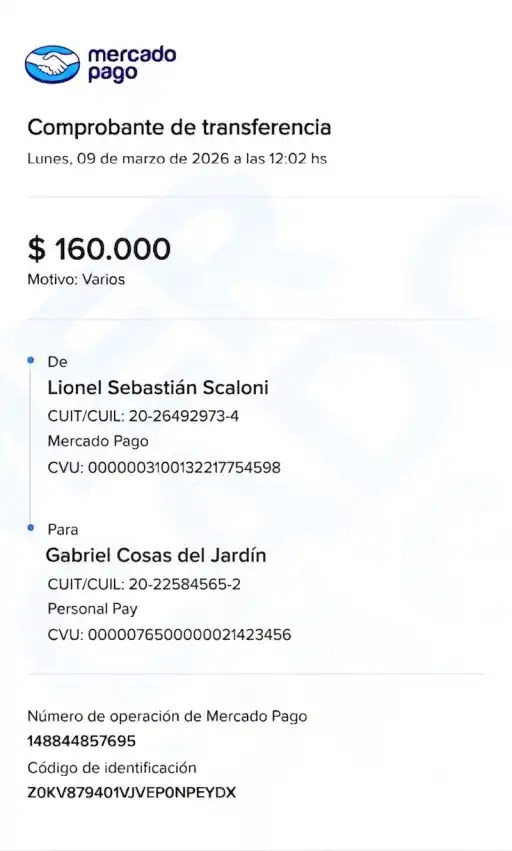 Ejemplo de comprobante de pago válido