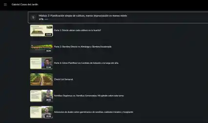 Lista de videoclases grabadas del Módulo 2: Planificación simple de cultivos